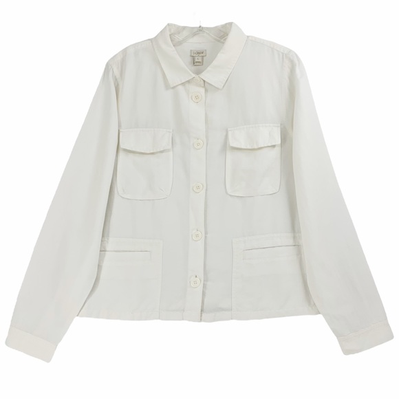 J. Crew Linen Blend White Utility Style Jacket Shacket Chore Jacket - Picture 15 of 16